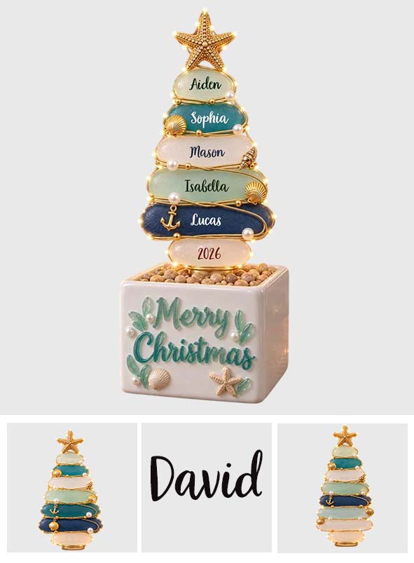 Merry Christmas - Personalized Family LED Light Ceramic Pot
