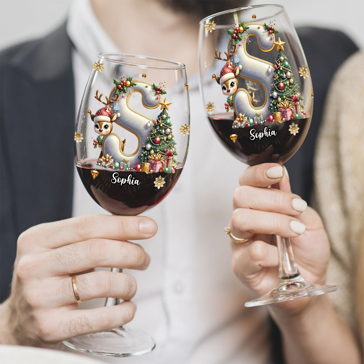 Sparkle Family - Personalized Family Wine Glass With Long Stem