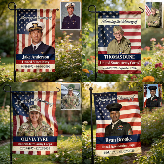 Military Memorial - Personalized Veteran Garden Flag
