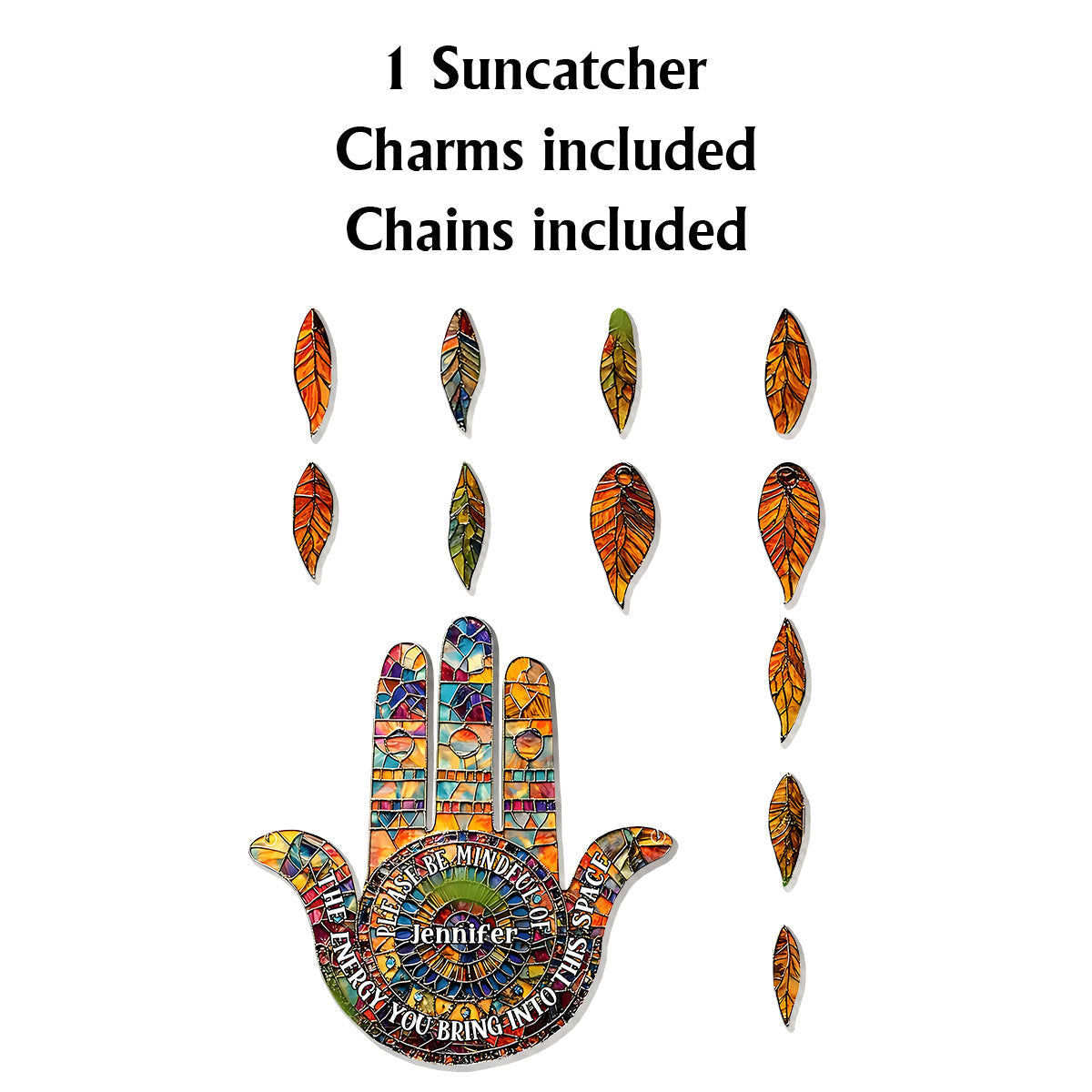 Please Be Mindful - Personalized Yoga Window Hanging Suncatcher With Charms