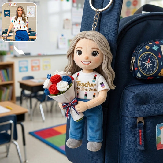 Teaching Is a Work Of Heart - Personalized Teacher Plush Keychain
