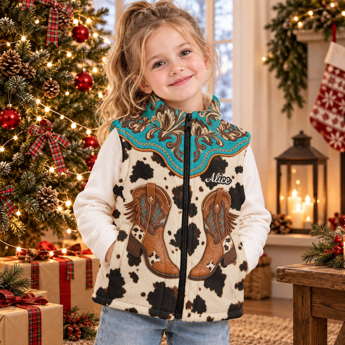 Cowgirl Boots - Personalized Cowgirl Flannel Fleece Vest