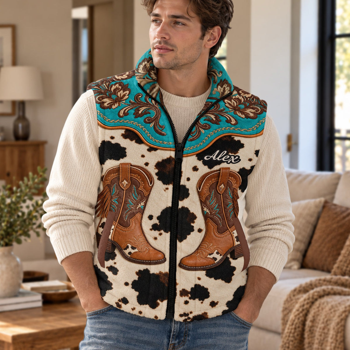 Cowgirl Boots - Personalized Cowgirl Flannel Fleece Vest
