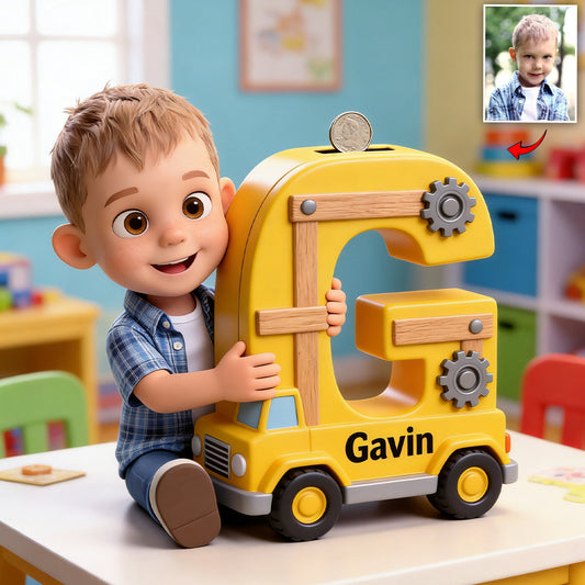 Saving Money - Personalized Kid Wooden Piggy Bank
