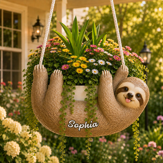 Sloth Lovers Gift Idea - Personalized Sloth Hanging Pot