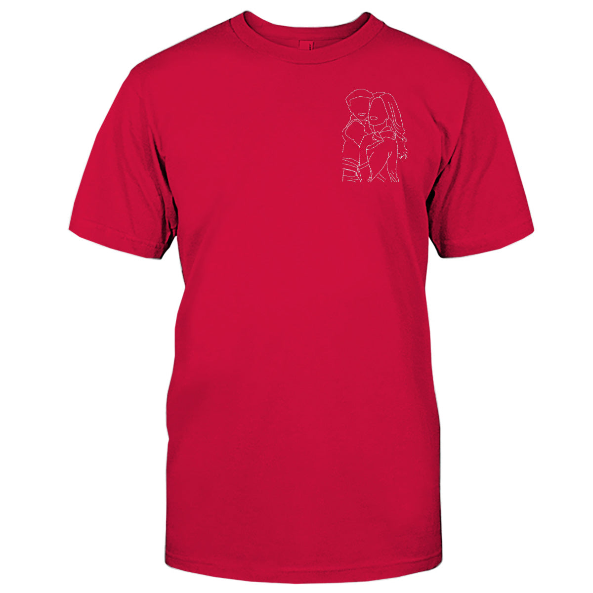 Custom Line Art - Personalized Mother Embroidered T-shirt
