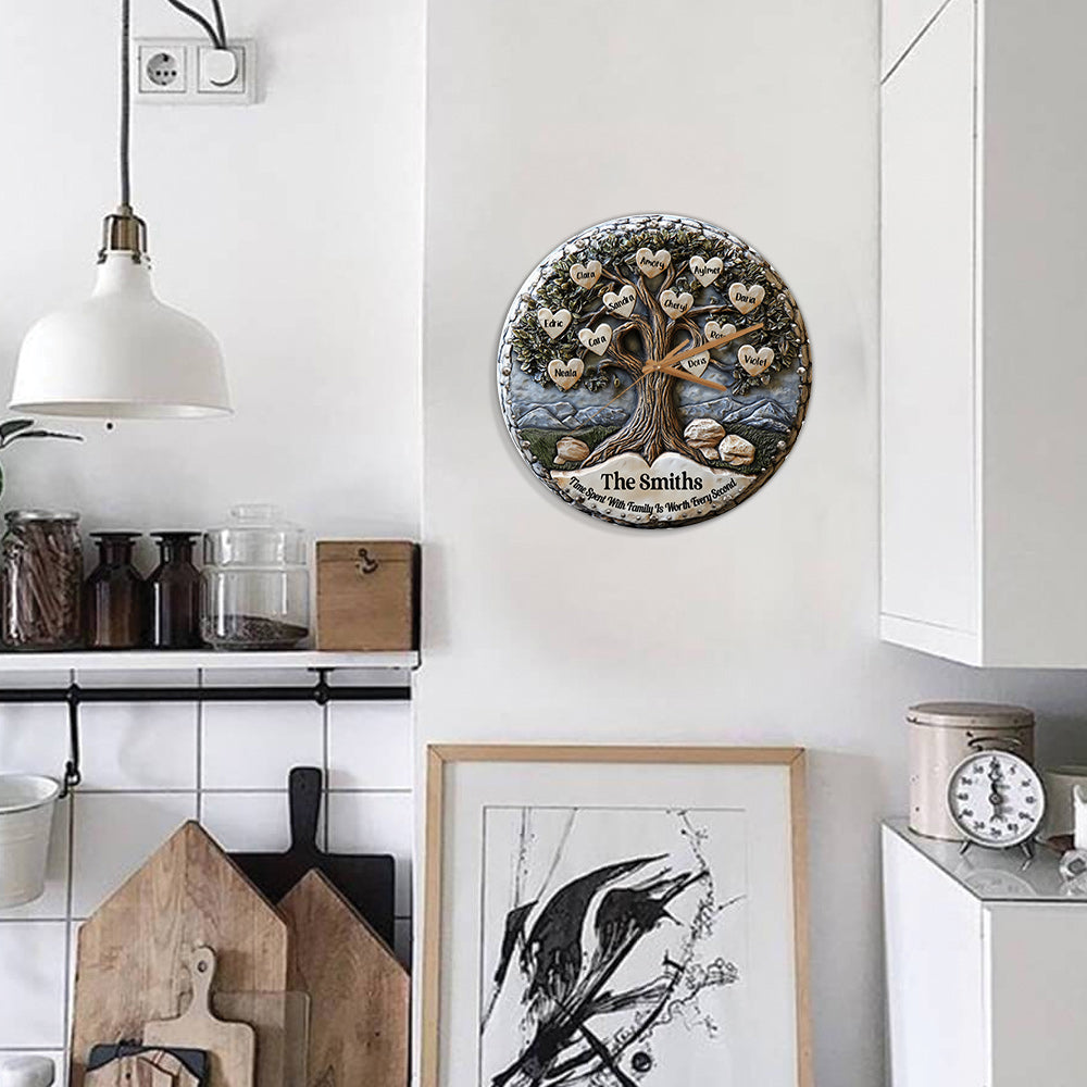 Time Spent With Family Is Worth Every Second - Personalized Family Wall Clock