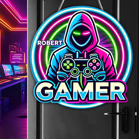 True Gamer - Personalized Video Game Custom Shaped Wood Sign