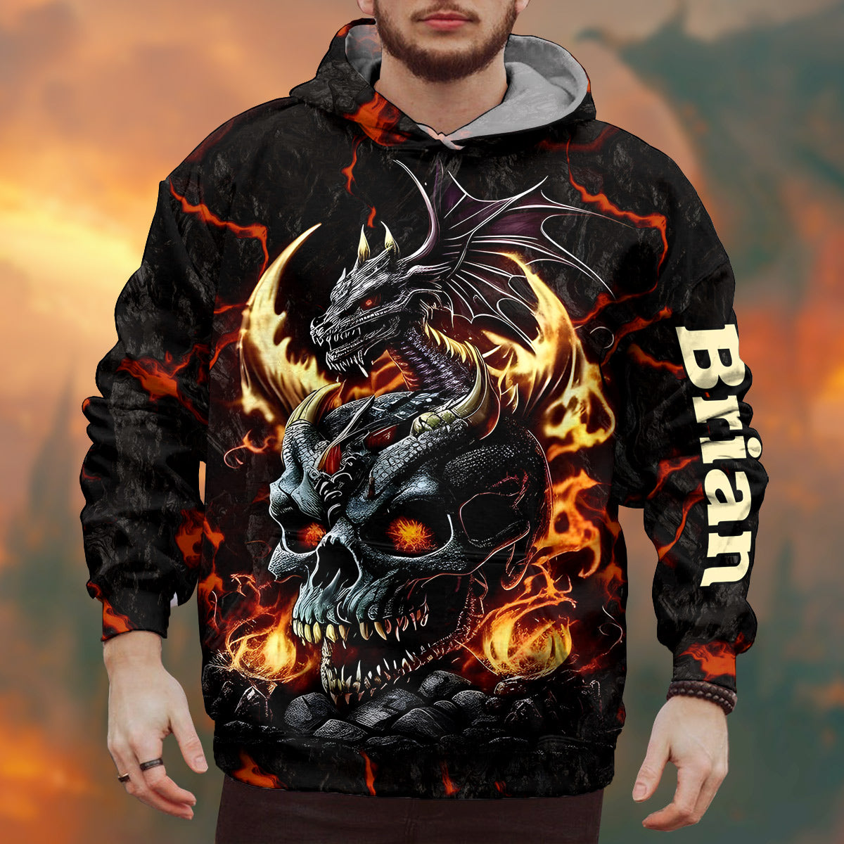 Skul and Dragon - Personalized Dragon All Over Shirt