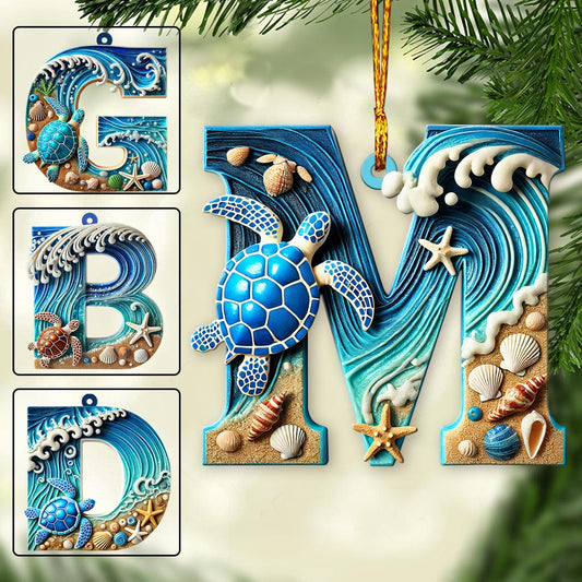 Turtle Letter - Personalized Turtle Ornament