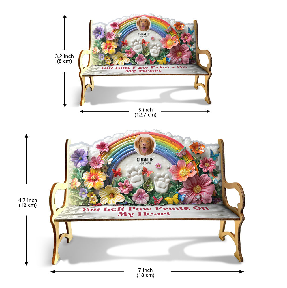 You Left Paws Prints On Our Hearts - Personalized Dog Wooden Bench