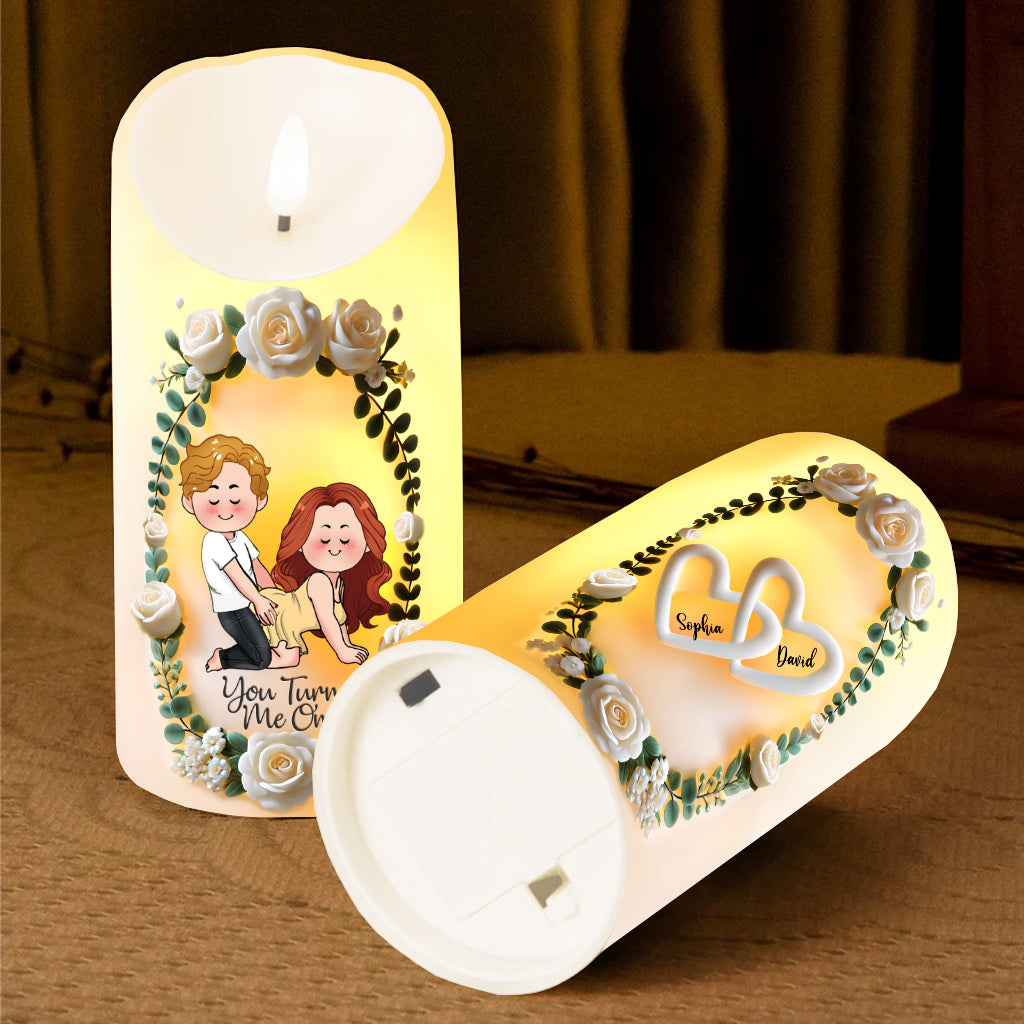 You Turn Me On - Personalized Couple Flameless Candle
