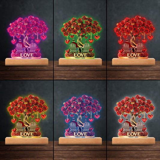 Tree of Love - Personalized Couple Shaped Plaque Light Base