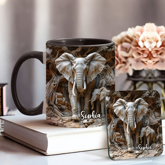 Love Elephant - Personalized Elephant Accent Mug