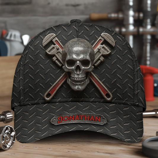 Cool Skeleton Plumber Gift - Personalized Plumber Classic Cap