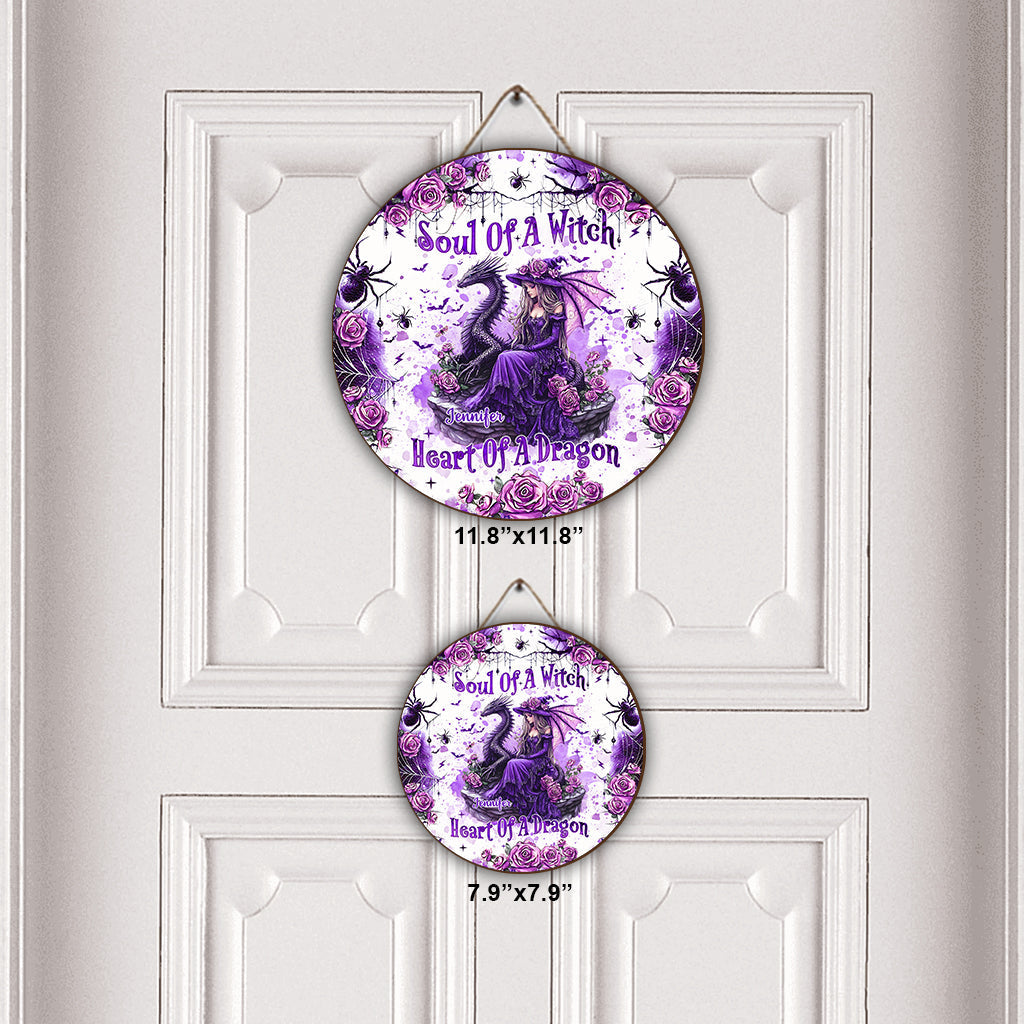 Soul Of A Witch Heart Of A Dragon - Personalized Witch Round Wood Sign