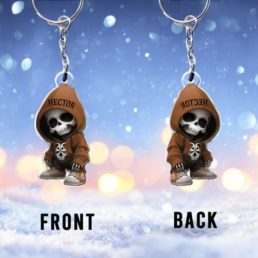 Stylish Skeleton - Personalized Skull Custom Shaped Keychain
