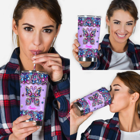 Sparkle Butterfly - Personalized Butterfly Tumbler