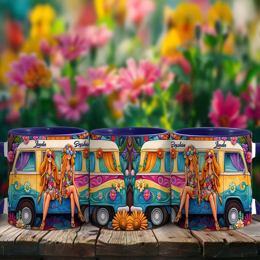 Wildflower Wheels - Personalized Hippie Accent Mug