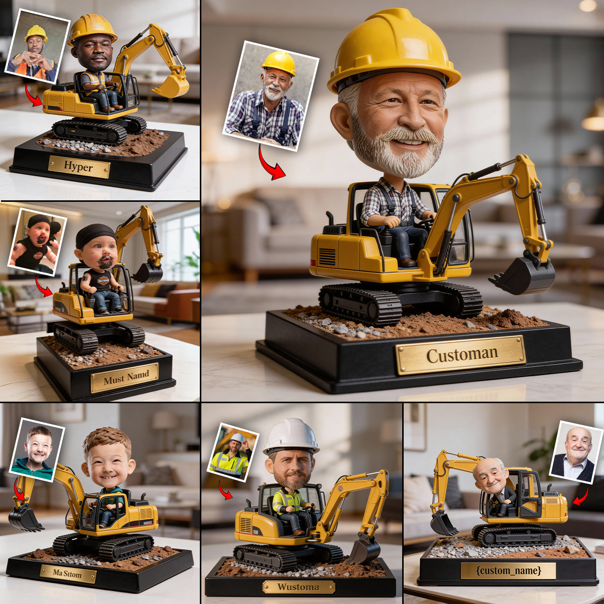 Excavator Tractor, Construction Theme - Personalized Custom Shaped Acrylic Plaque