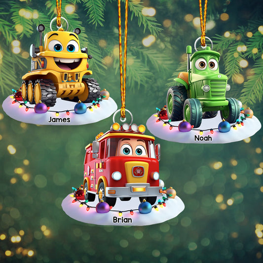 Dream Vehicles Gift For Grandkids - Personalized Kid Custom Shaped Ornament