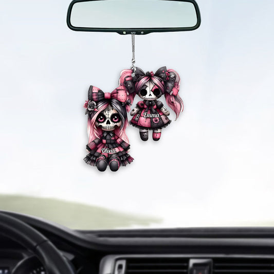 Sister Sister - Personalized Skull Car Ornament