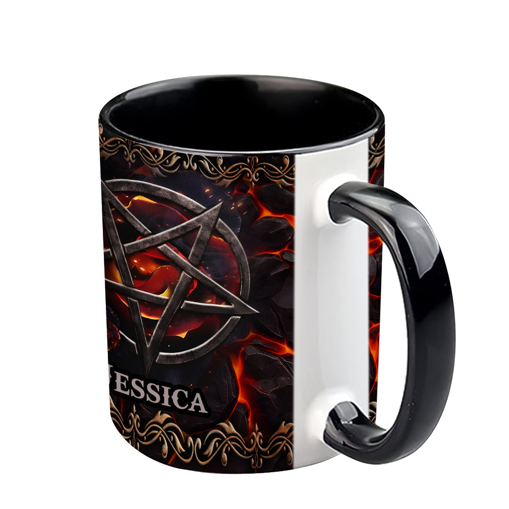 Volcanic Pentacle - Personalized Witch Accent Mug