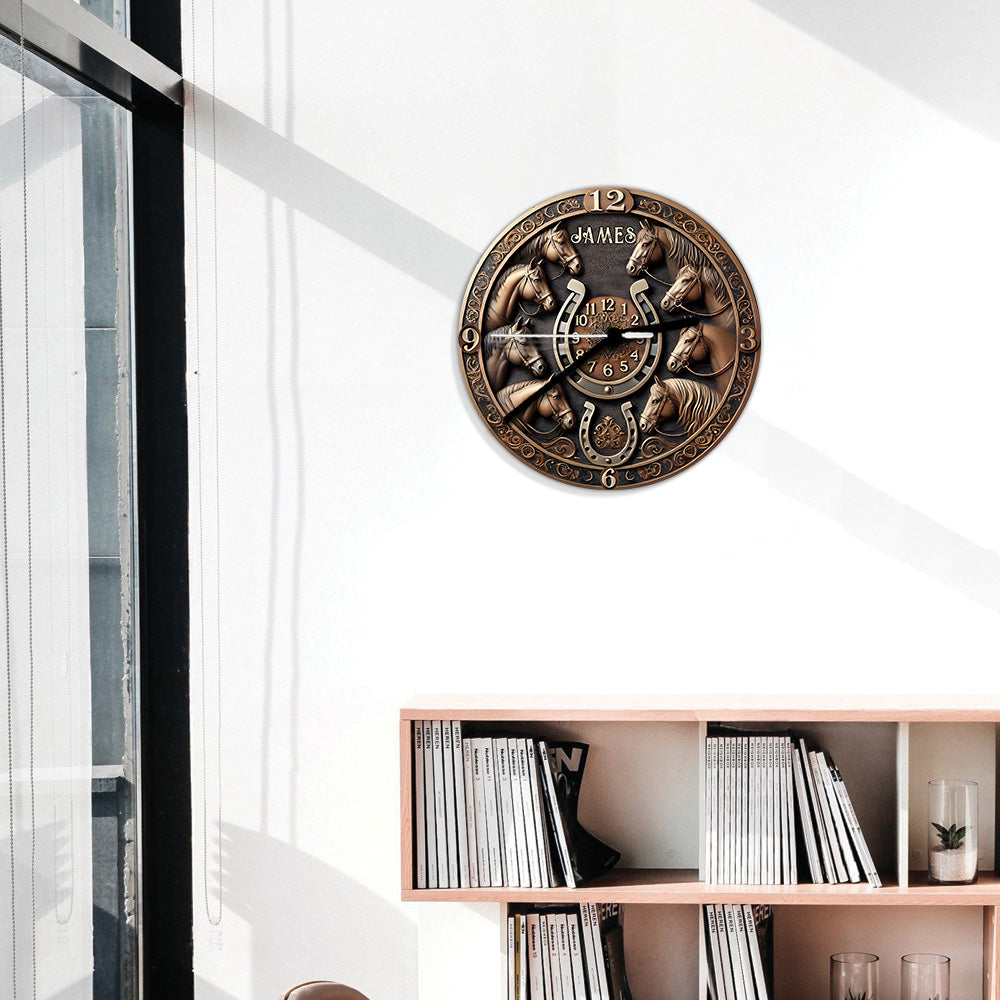 Time Spent in the Saddle is Never Wasted - Personalized Horse Wall Clock
