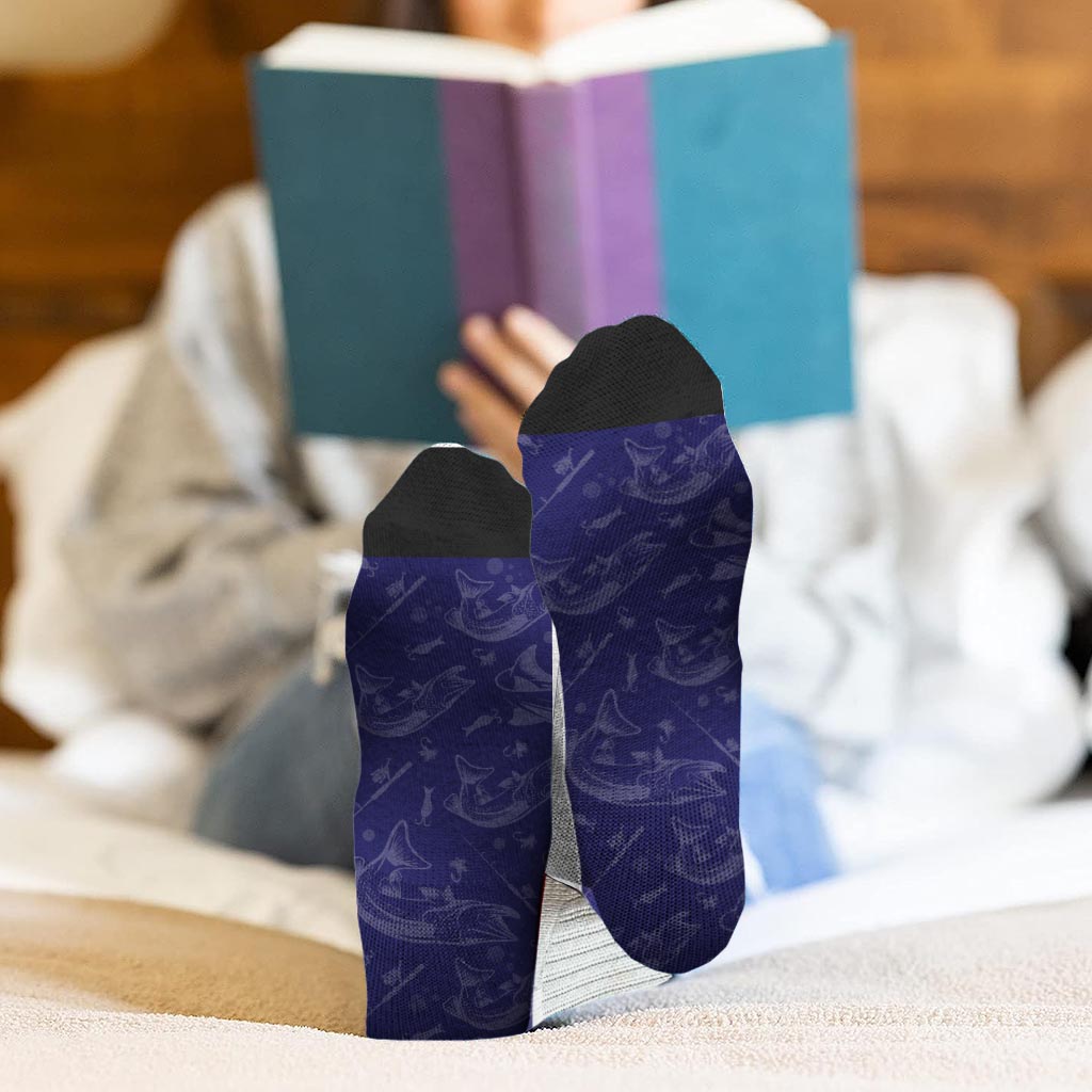 Lucky Fishing Socks - Gift for dad, uncle, aunt, grandma, grandpa, mom, son, daughter, brother, sister, granddaughter, grandson, husband, wife, boyfriend, girlfriend, friend, co-worker - Personalized Socks