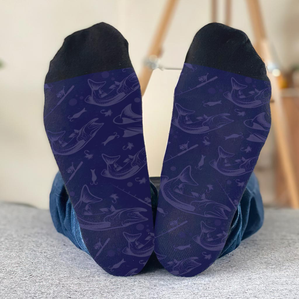 Lucky Fishing Socks - Gift for dad, uncle, aunt, grandma, grandpa, mom, son, daughter, brother, sister, granddaughter, grandson, husband, wife, boyfriend, girlfriend, friend, co-worker - Personalized Socks