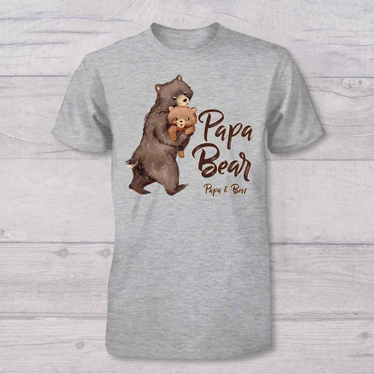 Papa Bear Baby Bear - Personalized Father T-shirt And Baby Onesie