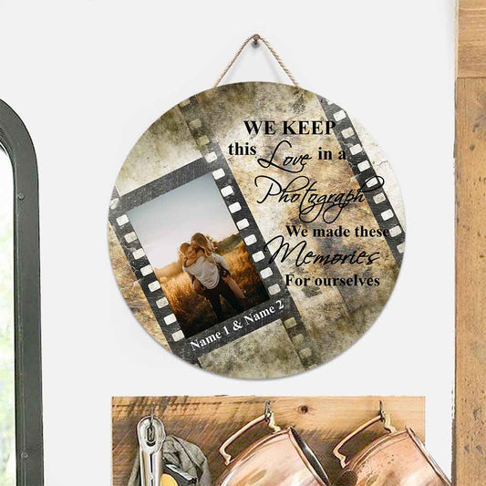 We Keep This Love - Couple Personalized Round Wood Sign