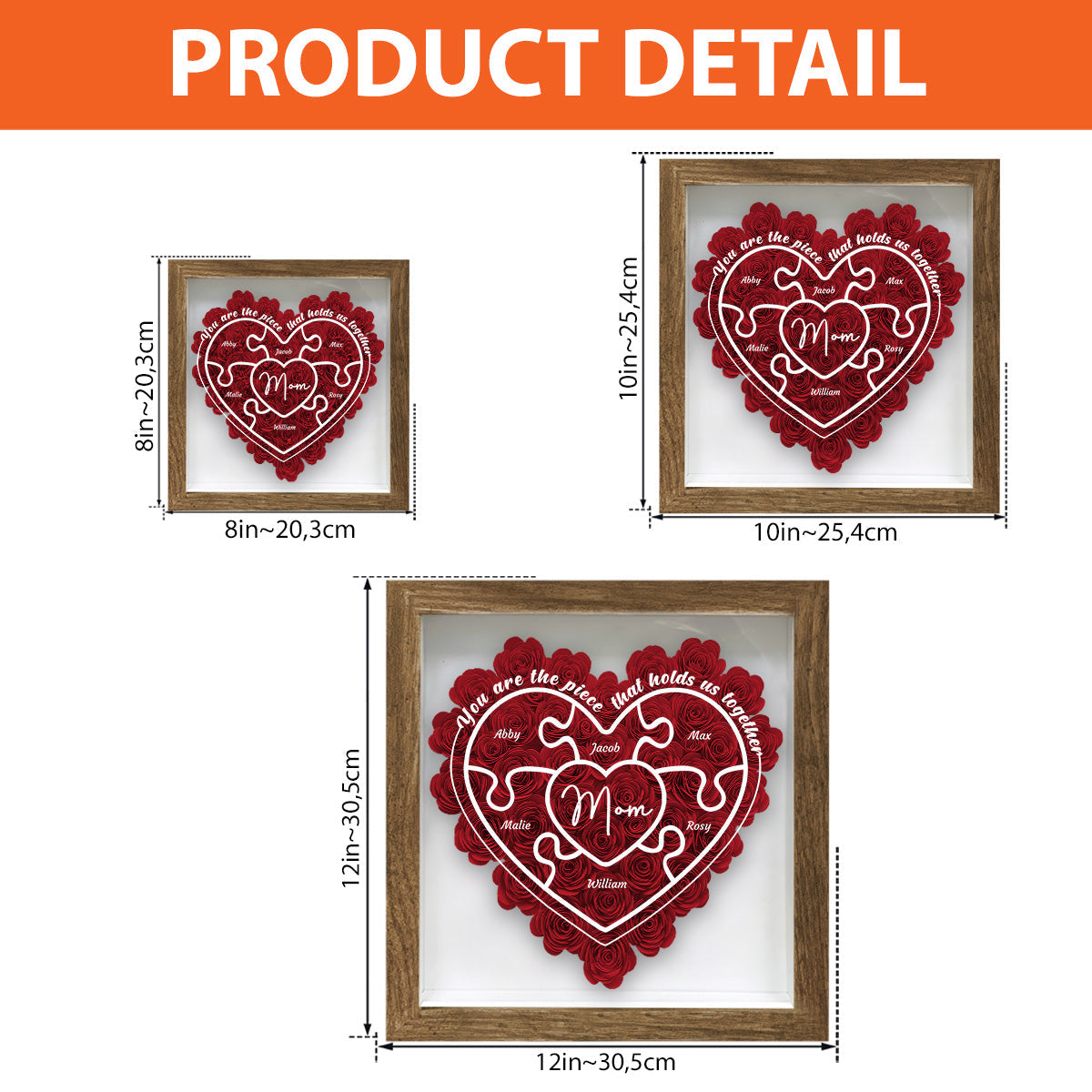 Mom You Are The Piece - Gift for mom, grandma, aunt, aunt, dad - Personalized Flower Shadow Box