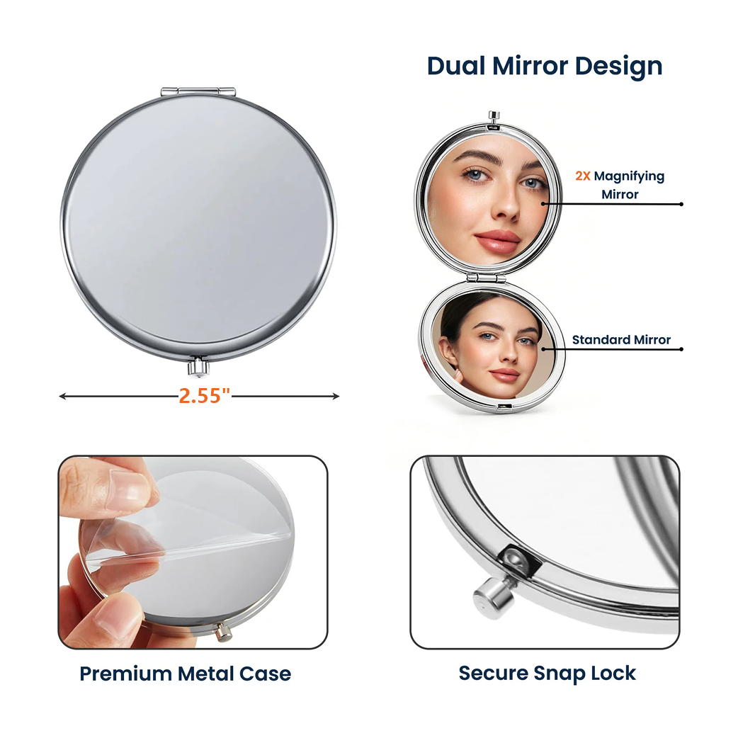 To My Wife Never Forget That I Love You Metal Compact Mirror, Elegant Rose Gold Gift for Her, Sweet Daily Reminder