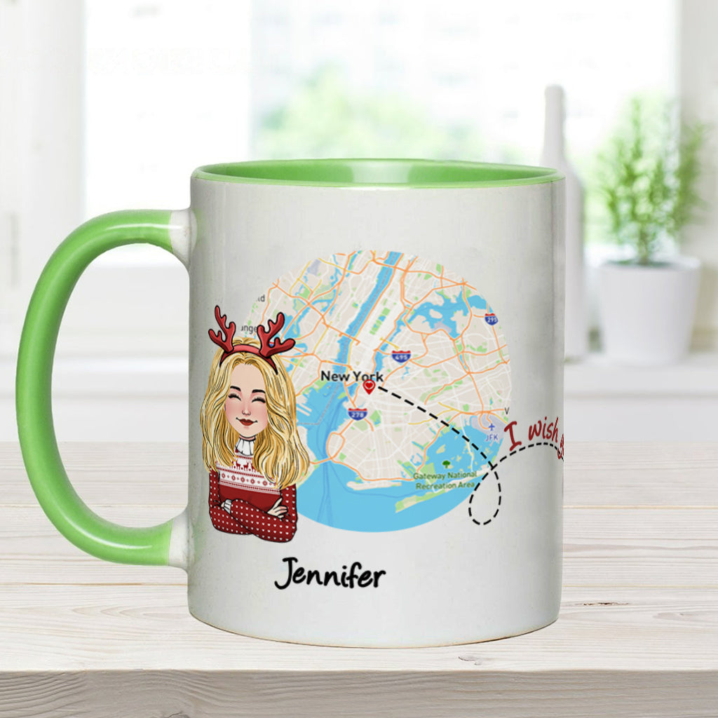 I Wish You Lived Next Door - Personalized Bestie Accent Mug