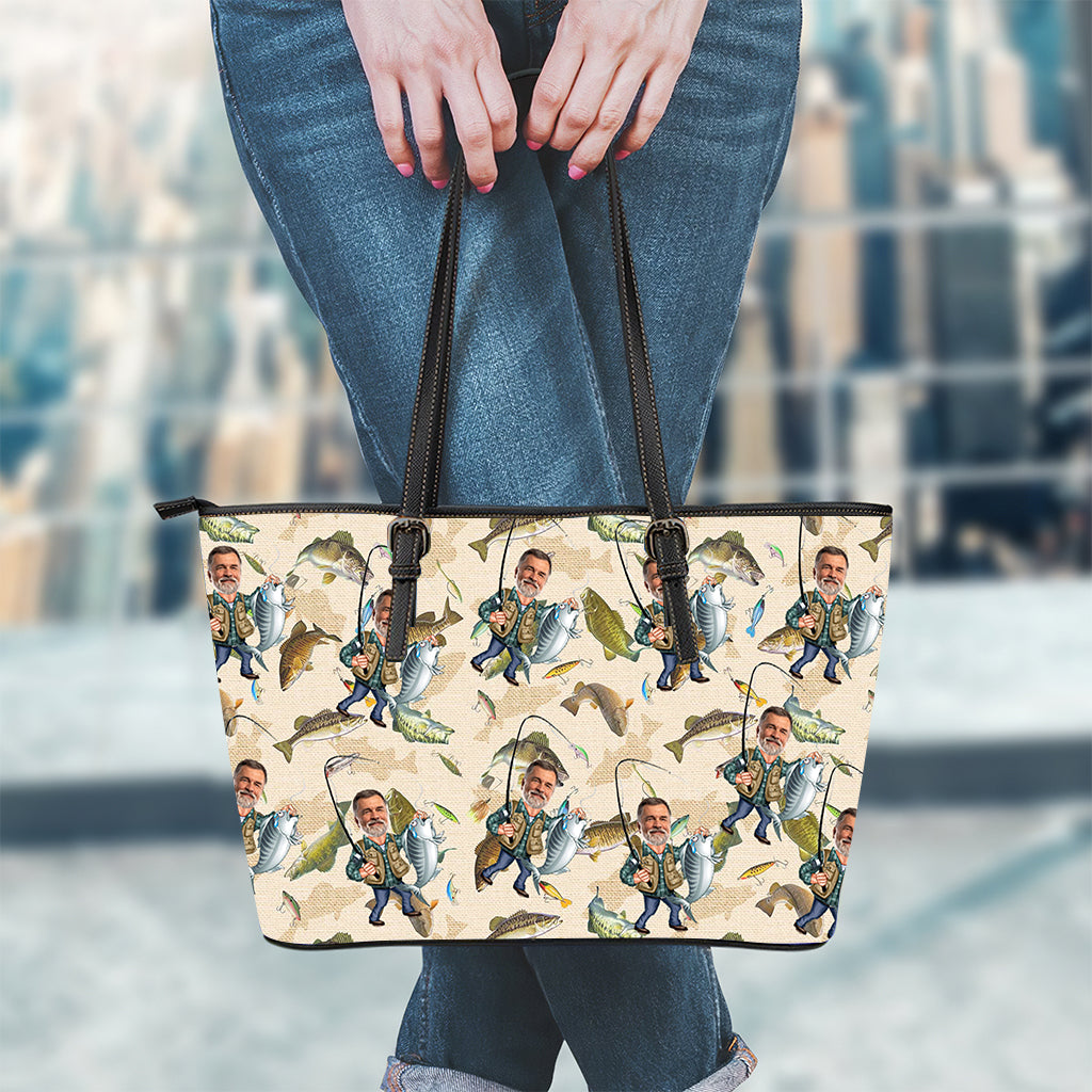 Photo Inserted Funny Fishing - Personalized Fishing Leather Bag
