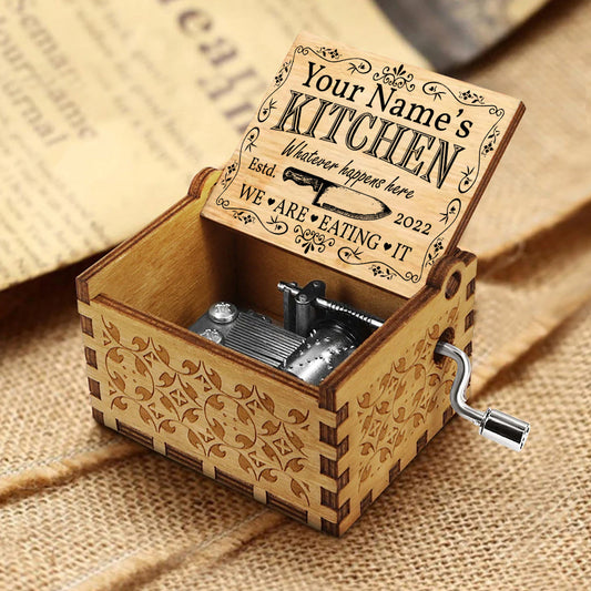 Whatever Happens Here We're Eating It - Personalized Cooking Hand Crank Music Box