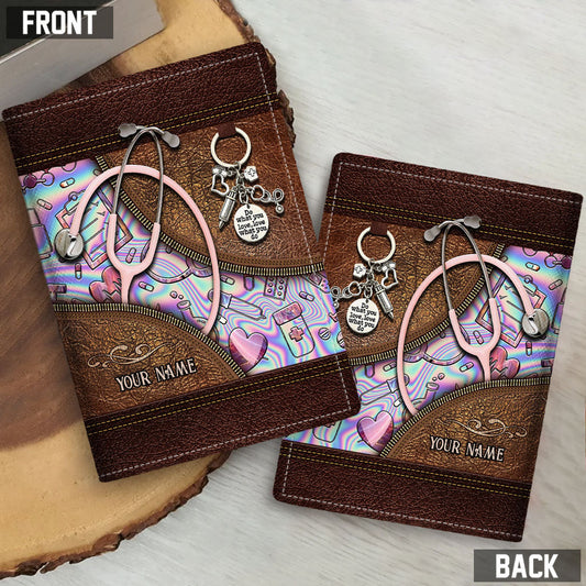 Pink Stethoscope - Personalized Nurse Passport Holder