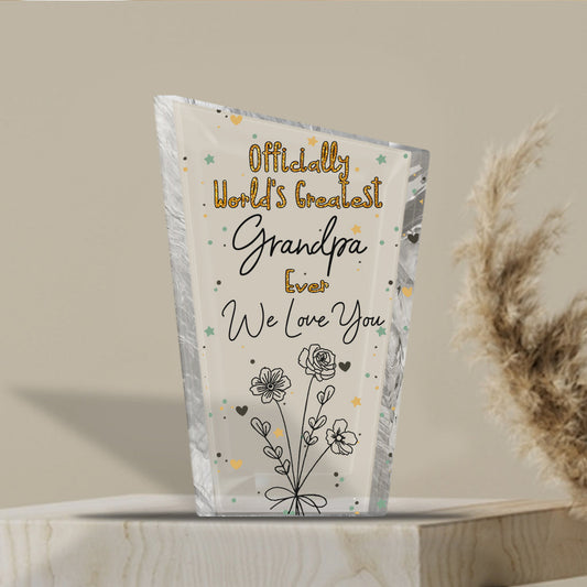 Officially World's Greatest Mom Ever - Gift for mom, grandma, wife, dad, grandpa, husband - Personalized Custom Shaped Acrylic Plaque