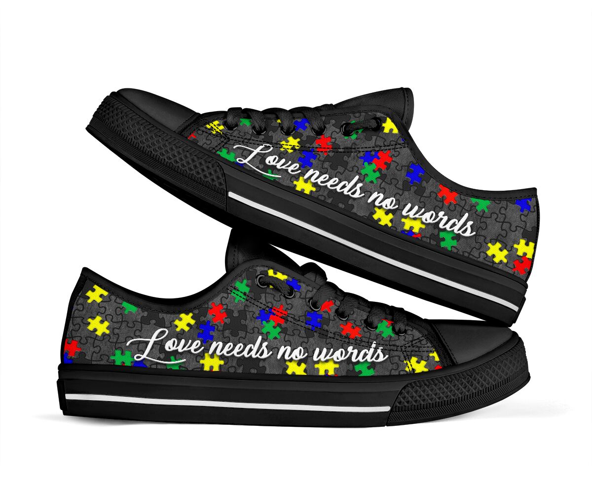Love Needs No Words Autism Awareness Low Top Shoes 0622