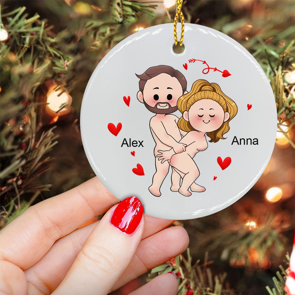 I Just Want You To Be Happy Custom Screenshot Messages - gift for boyfriend, girlfriend, wife, husband - Personalized Ceramic Circle Ornament