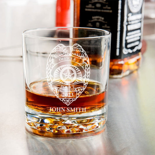 Police Officer - Personalized Police Officer Rock Glass