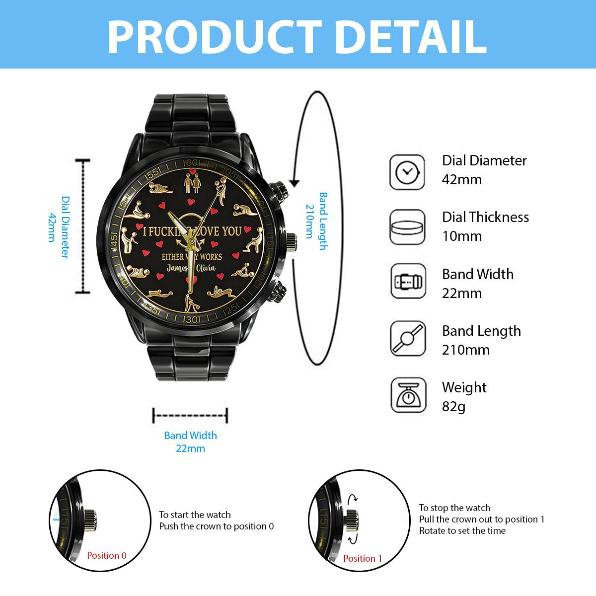 I Love You - Personalized Spicy Couple Hand Watch