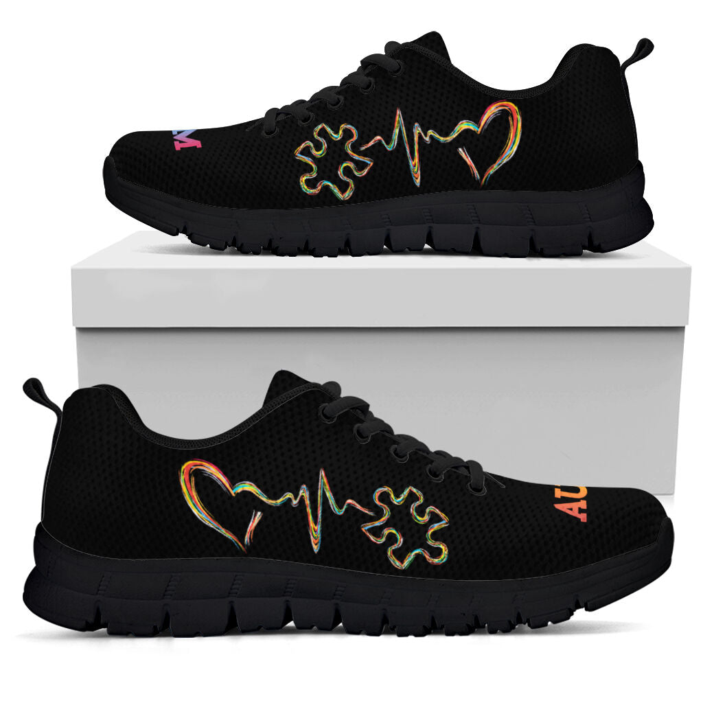 Puzzle Piece Heart Beat Autism Awareness Sneakers 0622