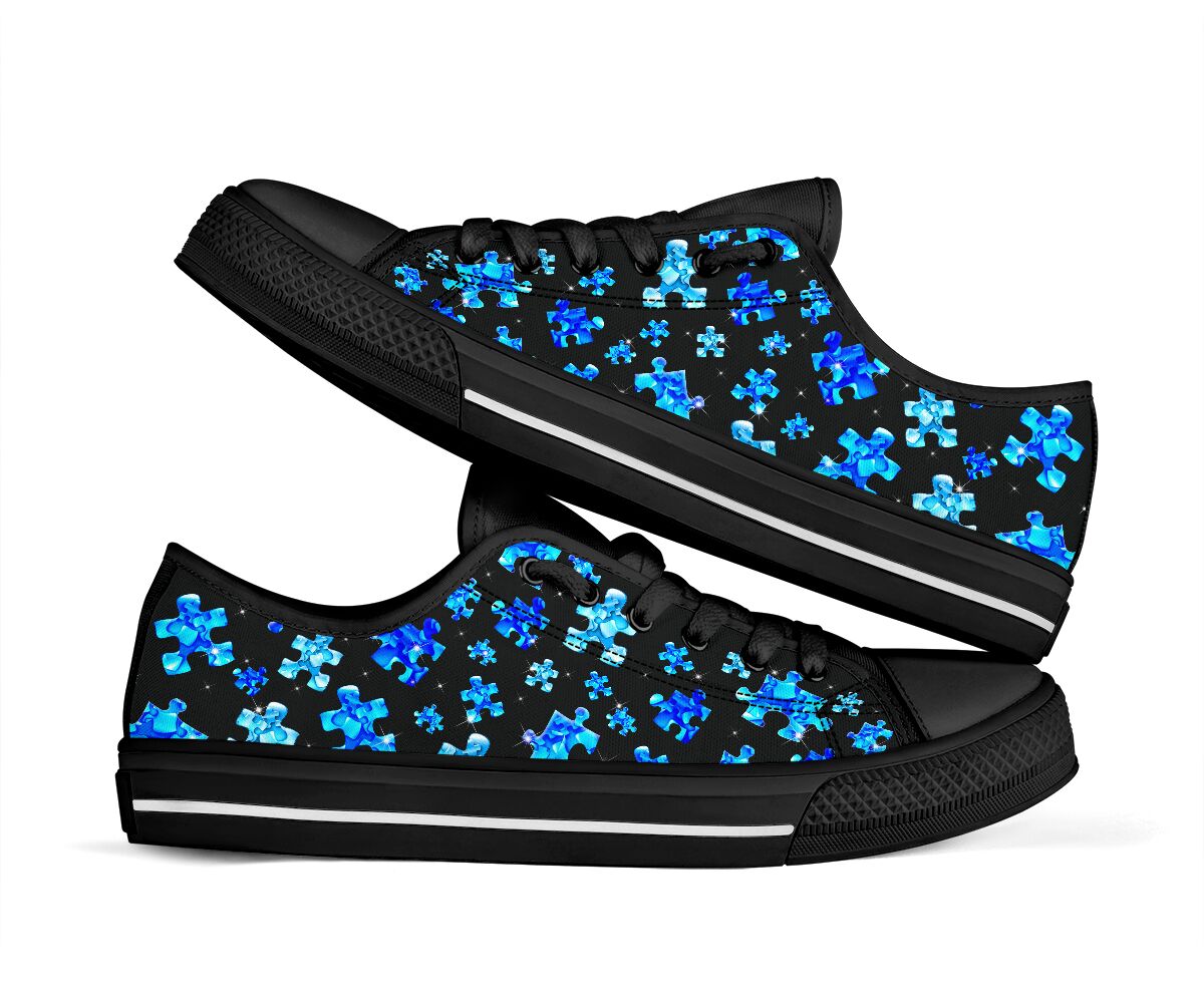 Love Needs No Words Autism Awareness Puzzle Piece Autism Awareness Low Top Shoes 0622