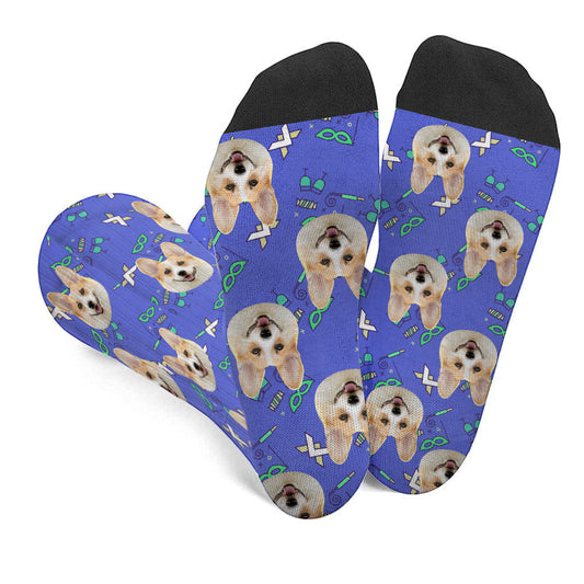 Custom Face Party Pattern - Personalized Dog Socks