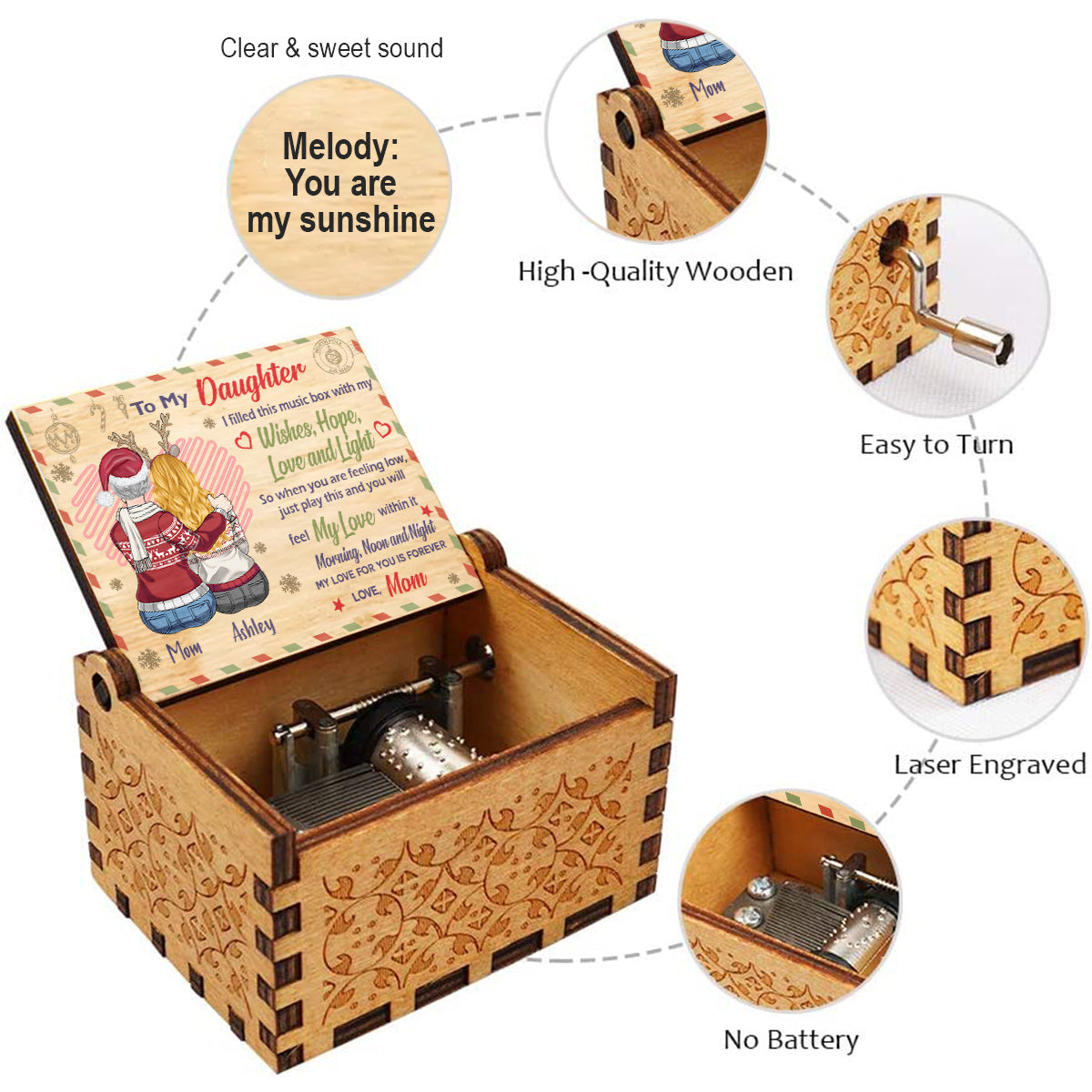 My Love For You Is Forever - Gift for mom - Personalized Hand Crank Music Box