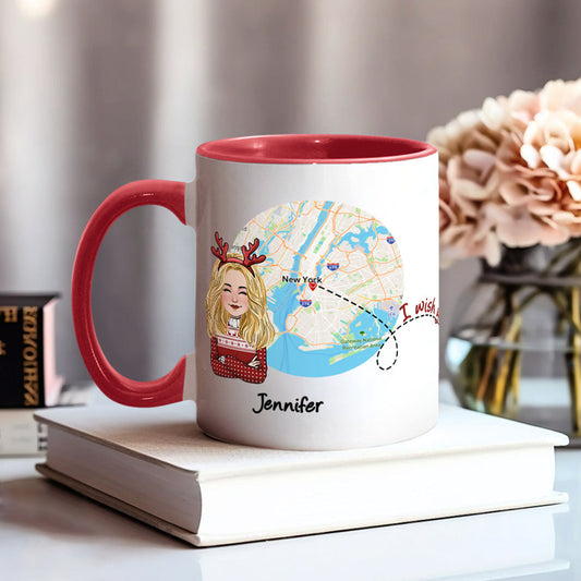 I Wish You Lived Next Door - Personalized Bestie Accent Mug