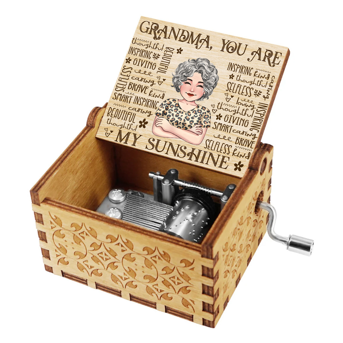 Mom You Are My Sunshine - Gift for mom, grandma, daughter, wife, aunt - Personalized Hand Crank Music Box