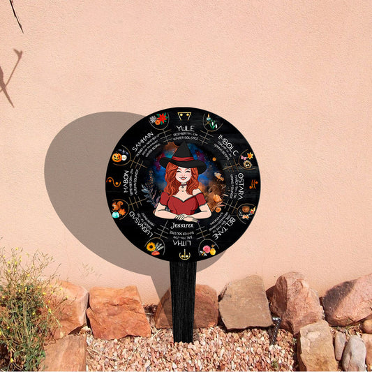 Wheel Of The Year - Personalized Witch Acrylic Garden Sign